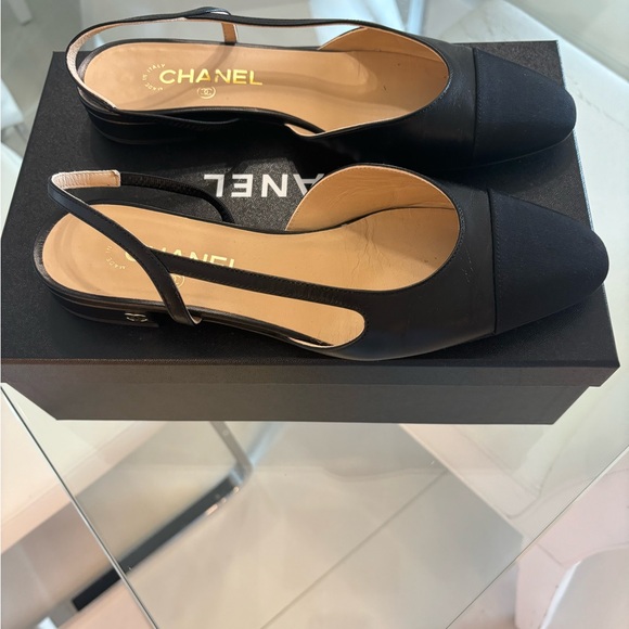 CHANEL Women's Black Slingback Flats worn once - Picture 1 of 4